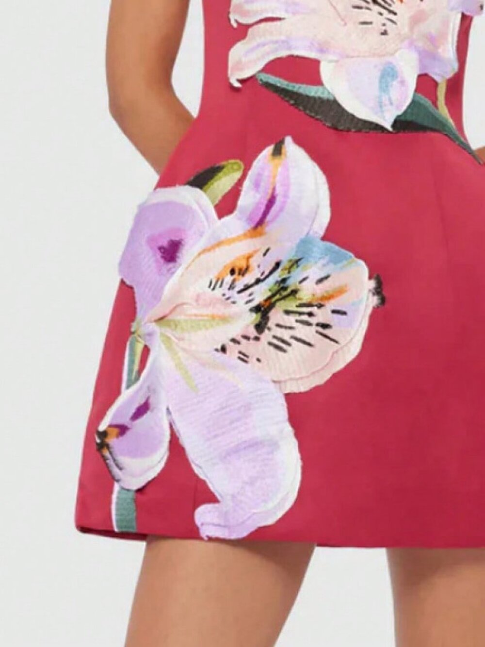 Red Casual Women's 3d Flower A-Line Strapless Mini Dress - Picture 2 of 2